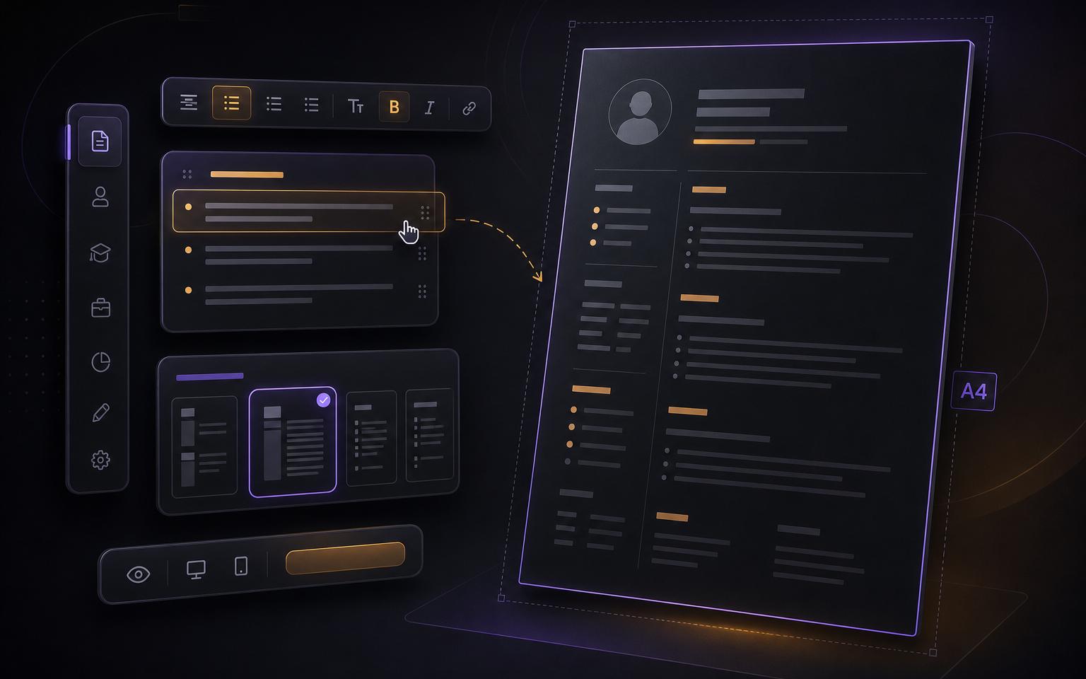 CurriCV editor with live resume preview