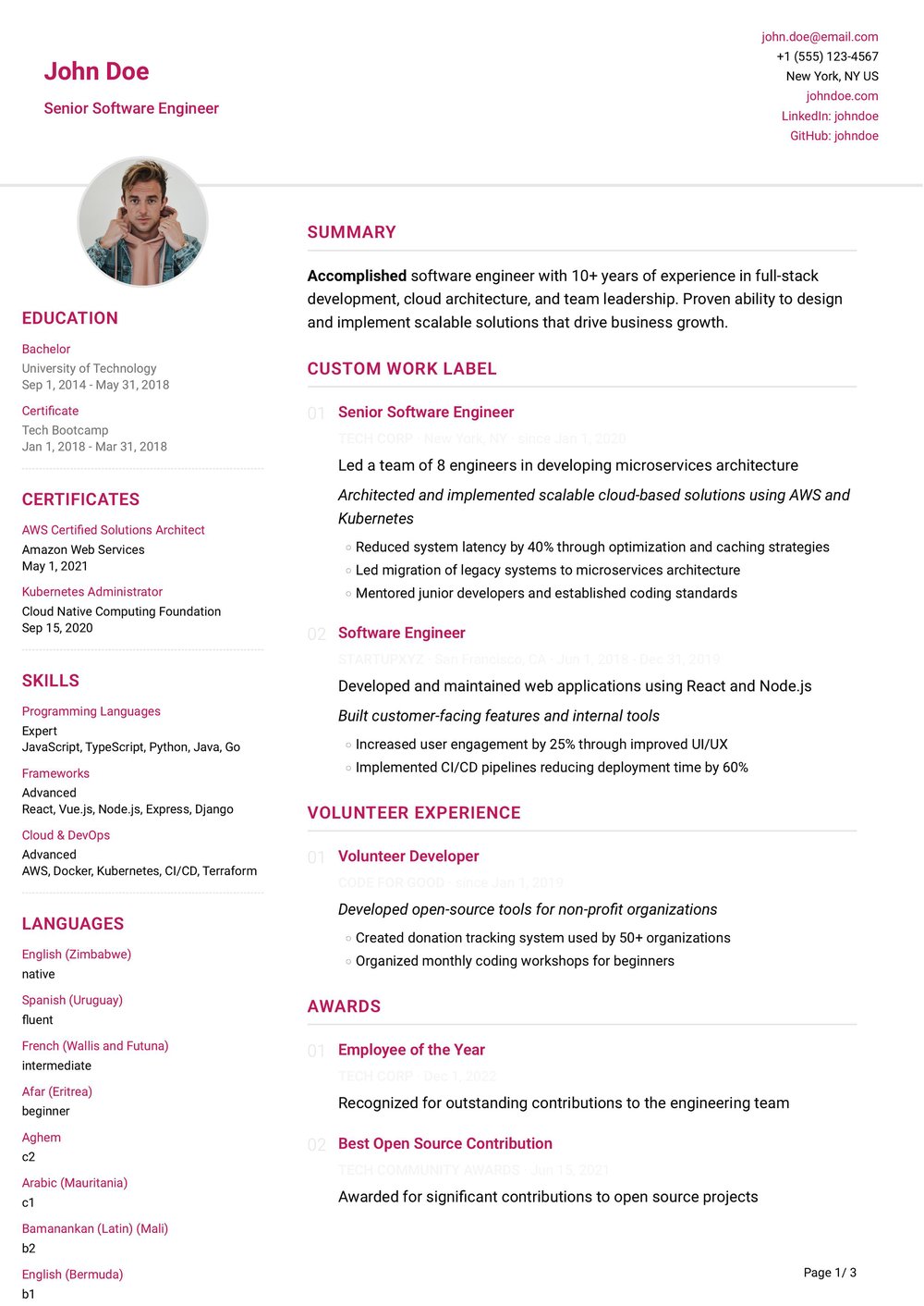 Amsterdam resume template