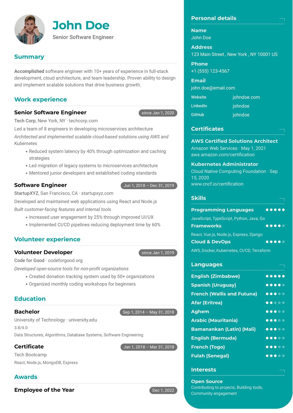 Brussels resume template